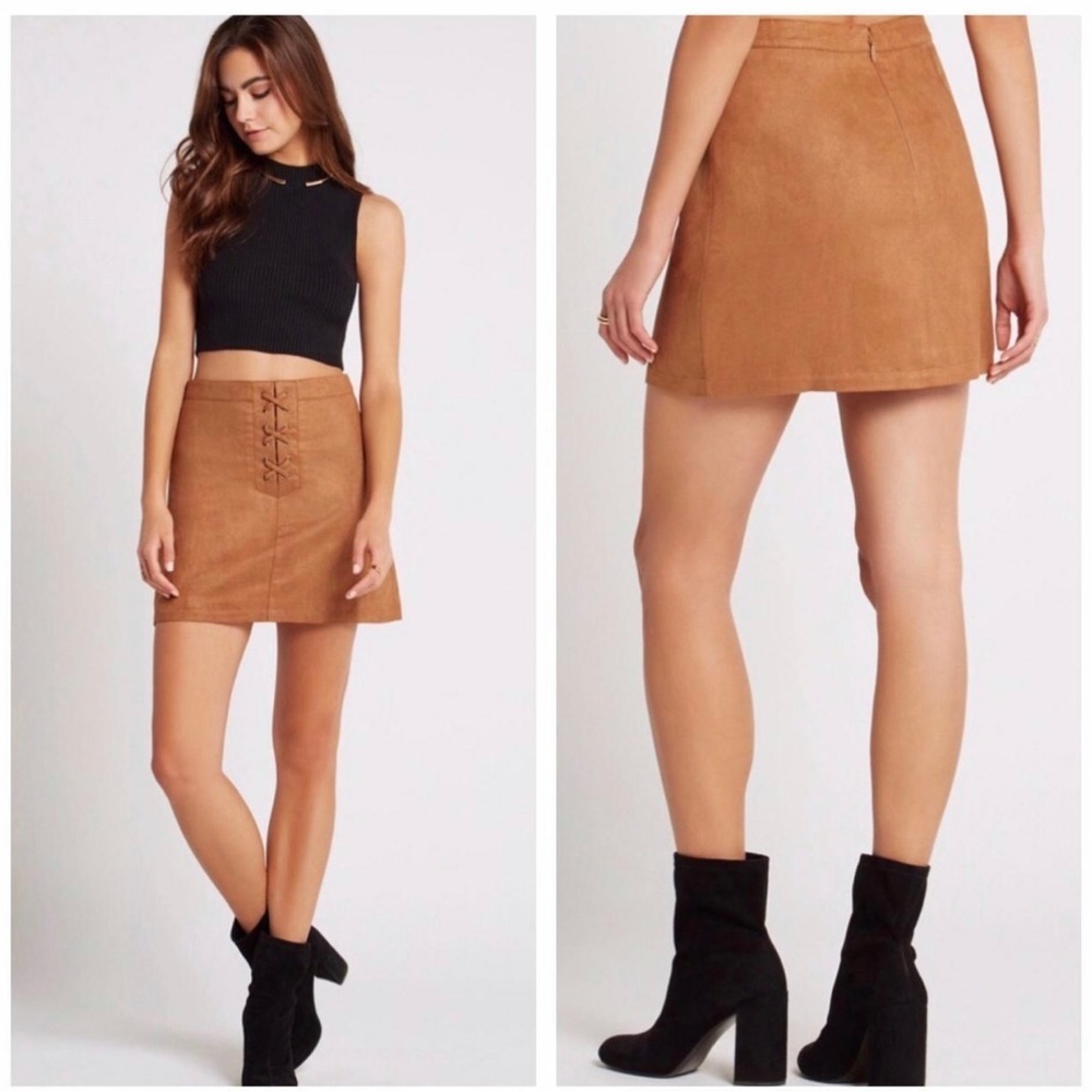 BCBGeneration Faux Suede Western Brown Mini Skirt size 2